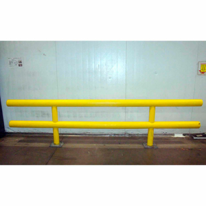 STEEL & HDPE PLASTIC HEAVY DUTY TWO-LINE GUARDRAIL, 144" X 36", YELLOW by Ideal Shield