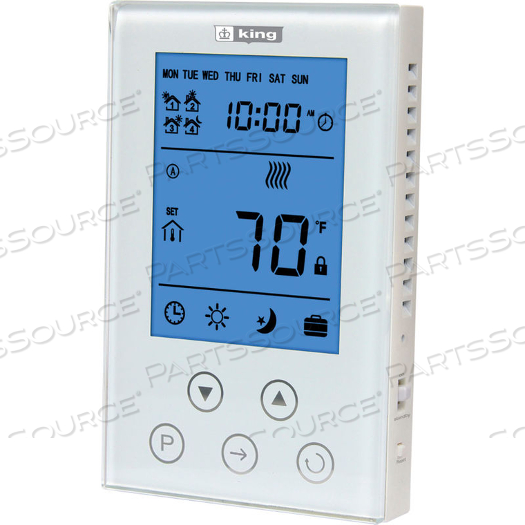 LINE VOLTAGE PROGRAMMABLE THERMOSTAT DOUBLE-POLE HEAT ONLY 120/208/240V 15A by King Electric Mfg