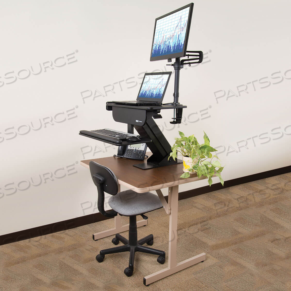 SIT STAND DESKTOP WORKSTATION ADJUSTABLE STANDING DESK W/ CLAMP by Tripp Lite SIT STAND DESKTOP WORKSTATION ADJUSTABLE STANDING DESK W/ CLAMP by Tripp Lite