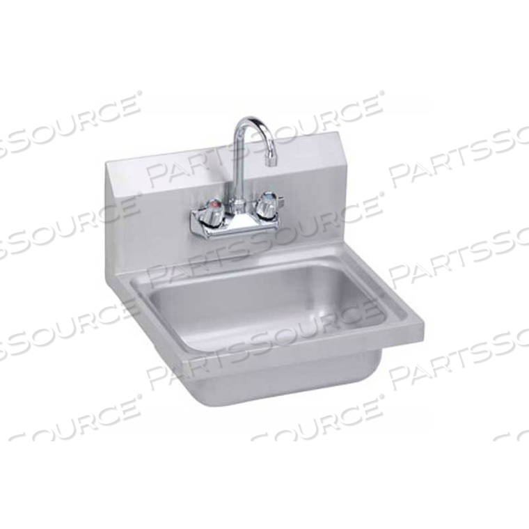 WALL HAND SINK W/ GOOSENECK FAUCET & BASKET STRAINER, 17X15-IN by Elkay