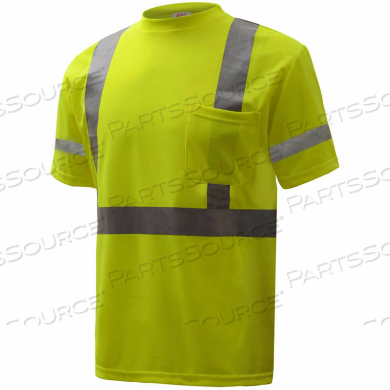 5007, CLASS 3, HI-VIZ MOISTURE WICKING BIRDSEYE SHORT SLEEVE T-SHIRT, LIME, 4XL by GSS Safety LLC 5007, CLASS 3, HI-VIZ MOISTURE WICKING BIRDSEYE SHORT SLEEVE T-SHIRT, LIME, 4XL by GSS Safety LLC