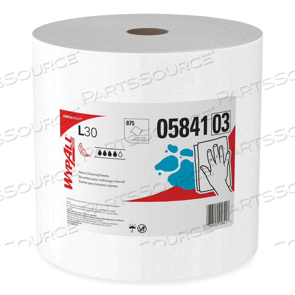L30 TOWELS, 12.4 X 12.2, WHITE, 875/ROLL by WypAll L30 TOWELS, 12.4 X 12.2, WHITE, 875/ROLL by WypAll