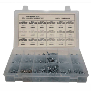 465 PIECE SELF DRILLING SCREW ASSORTMENT - #6 TO 1/4" - HEX WASHER HEAD - STEEL - ZINC by Titan Fasteners