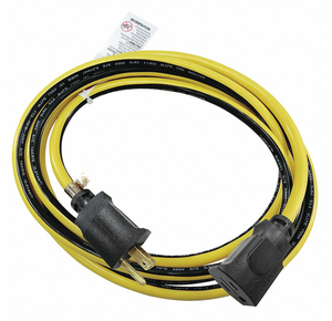 POWER CORD EXTENSION, 10 FT, 15 A, 125 VAC, 12 AWG, NEMA 5-15P TO NEMA 5-15R, YELLOW WITH BLACK STRIPE by Power First