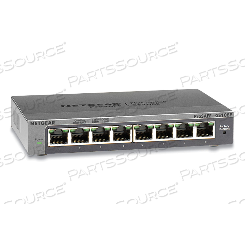 NETGEAR PLUS GS108EV3 - SWITCH - UNMANAGED - 8 X 10/100/1000 - DESKTOP, WALL-MOUNTABLE by Netgear