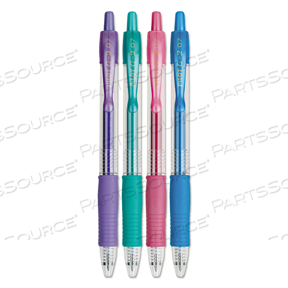 G2 METALLICS GEL PEN, RETRACTABLE, FINE 0.7 MM, ASSORTED INK AND BARREL COLORS, 4/PACK 