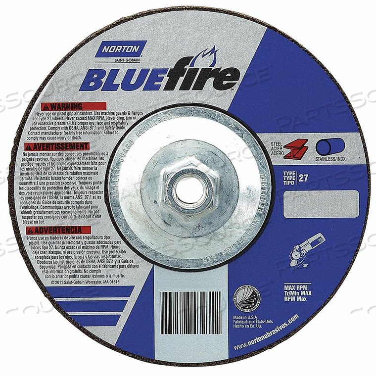 DEPRESSED CENTER WHEEL 7 D 1/4 T 5/8-11 by Norton | Saint-Gobain Abrasives DEPRESSED CENTER WHEEL 7 D 1/4 T 5/8-11 by Norton | Saint-Gobain Abrasives