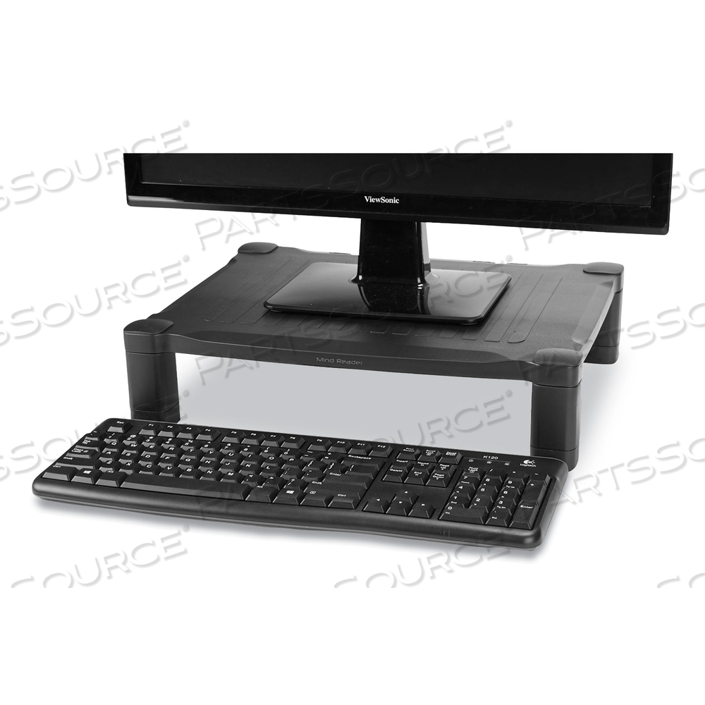 ADJUSTABLE RECTANGULAR MONITOR STAND, 17" X 13" X 3.75" TO 5.75", BLACK, SUPPORTS 22 LBS by Mind Reader ADJUSTABLE RECTANGULAR MONITOR STAND, 17" X 13" X 3.75" TO 5.75", BLACK, SUPPORTS 22 LBS by Mind Reader