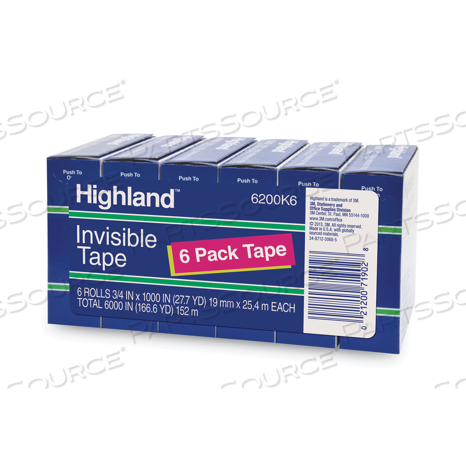 INVISIBLE PERMANENT MENDING TAPE, 1" CORE, 0.75" X 83.33 FT, CLEAR by Highland INVISIBLE PERMANENT MENDING TAPE, 1" CORE, 0.75" X 83.33 FT, CLEAR by Highland