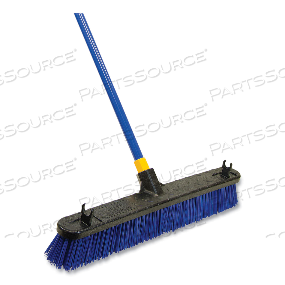 BULLDOZER ROUGH SURFACE PUSHBROOM, 24 X 60, PET/POWDER COATED STEEL HANDLE, BLUE/BLACK by Quickie