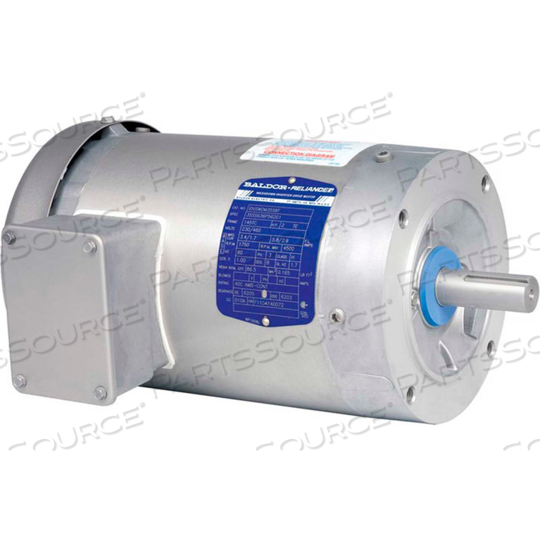 WASHDOWN MOTOR, 3 PHASE, 5 HP, 1750 RPM, 230/460 VOLTS, TENV, 184TC FR by BALDOR