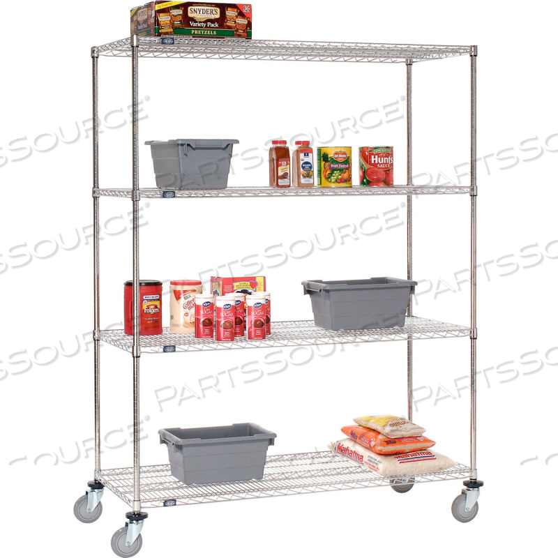 NEXEL STAINLESS STEEL WIRE SHELF TRUCK 60X18X80 1200 LB. CAPACITY 