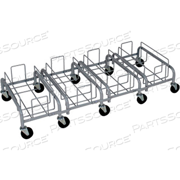 WASTE WATCHER METAL QUAD DOLLY, EXECUTIVE GRAY 