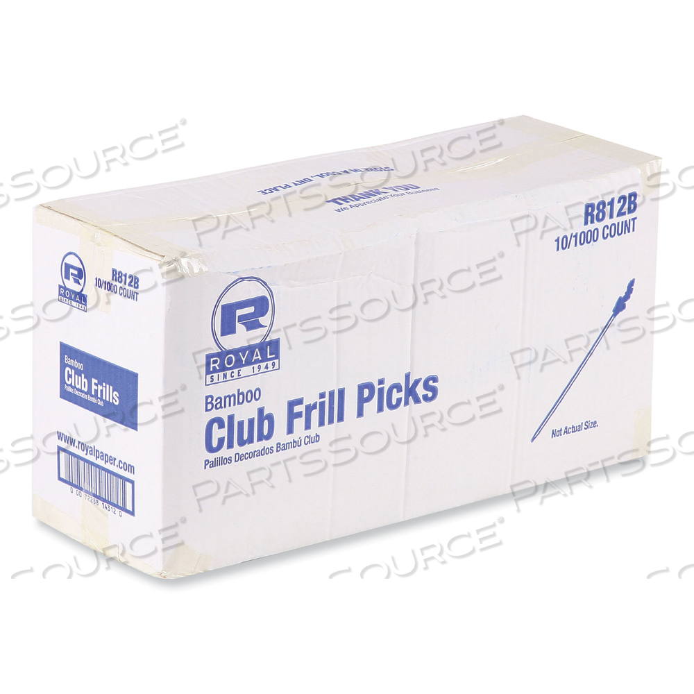 CELLOPHANE-FRILL WOOD PICKS, BAMBOO, 4" ASSORTED by Royal Paper