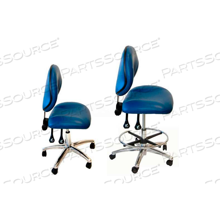 WSI 2000 SERIES CHAIR, ESD VINYL, CHROME BASE, 18"-23"H, BLUE by Workstation Industries, Inc.