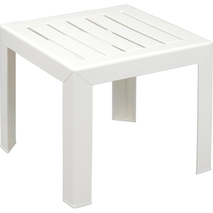 OUTDOOR END TABLE WITH WOOD SLAT PATTERN - WHITE by Grosfillex OUTDOOR END TABLE WITH WOOD SLAT PATTERN - WHITE by Grosfillex