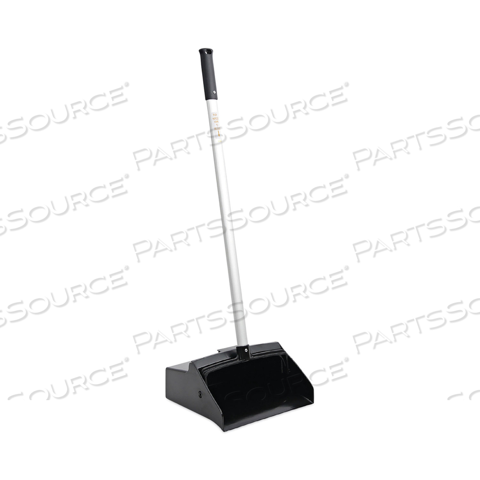 LOBBY DUST PAN, 11.75 X 37, 34" HANDLE, PLASTIC/ALUMINUM, BLACK/SILVER by Boardwalk