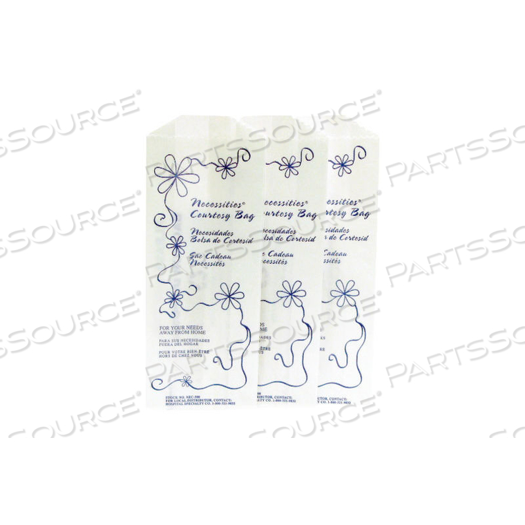 NECESSITIES COURTESY SANITARY NAPKIN DISPOSAL BAGS 8" X 3" X 2", WHITE 500/CASE by Hospital Specialty Company