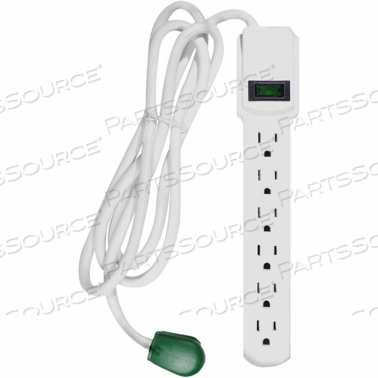 GOGREEN POWER, 6 OUTLET SURGE PROTECTOR - 6 FT CORD - WHITE by Perf Power Go Green GOGREEN POWER, 6 OUTLET SURGE PROTECTOR - 6 FT CORD - WHITE by Perf Power Go Green