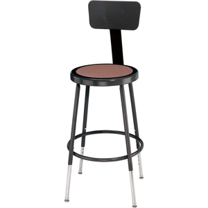 INTERION« STEEL SHOP STOOL W/BACKREST AND HARDBOARD SEAT - ADJUSTABLE HEIGHT 19"-27" - BLACK - 2PK by National Public Seating