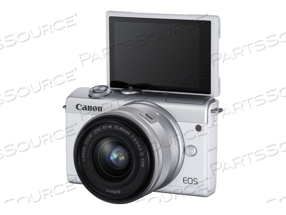 EOS M200, DIGITAL CAMERA, MIRRORLESS, 24.1 MP, APS-C, 4K / 25 FPS, 3X OPTICAL ZOOM EF-M 15-45MM IS STM LENS, WI-FI, BLUETOOTH, WHITE by Canon (Consumer Electronics) EOS M200, DIGITAL CAMERA, MIRRORLESS, 24.1 MP, APS-C, 4K / 25 FPS, 3X OPTICAL ZOOM EF-M 15-45MM IS STM LENS, WI-FI, BLUETOOTH, WHITE by Canon (Consumer Electronics)