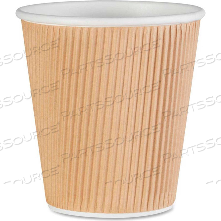 GENUINE JOE RIPPLED HOT CUPS, 10 OZ., 500/CT, BROWN by Genuine Joe