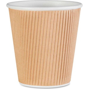 GENUINE JOE RIPPLED HOT CUPS, 10 OZ., 500/CT, BROWN by Genuine Joe