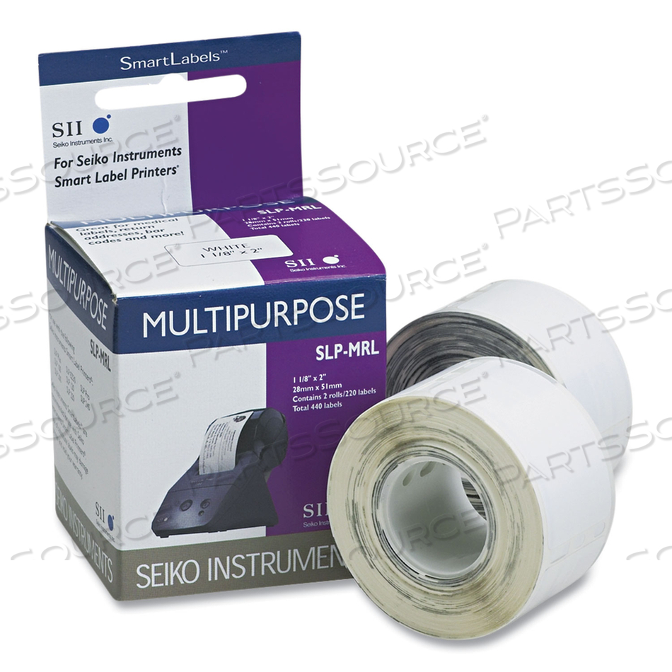 SLP-MRL SELF-ADHESIVE MULTIPURPOSE LABELS, 1.12" X 2", WHITE, 220 LABELS/ROLL, 2 ROLLS/BOX 