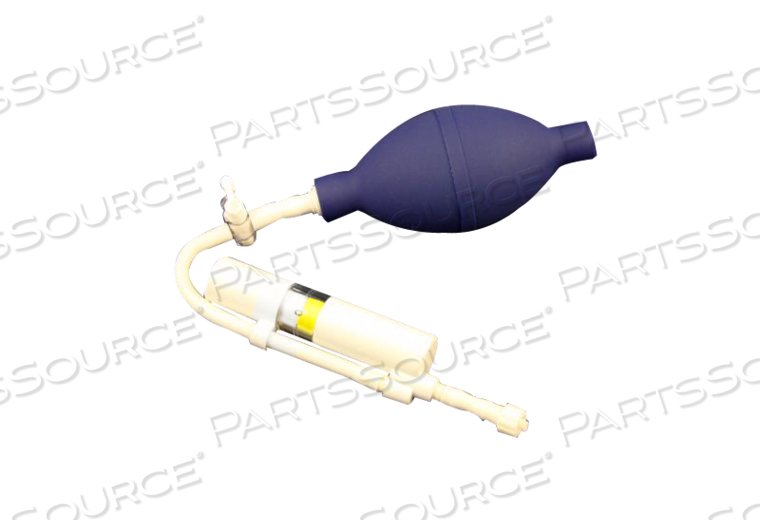 HAND INFLATOR WITH THREE-WAY STOP COCK, COLOR CODED GAUGE AND MALE LUER LOCK 