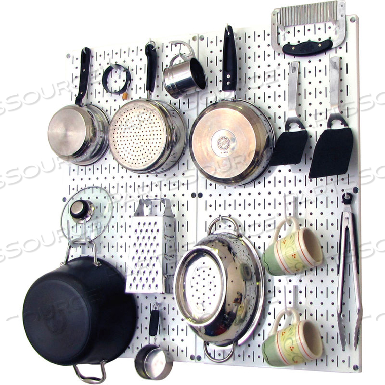 KITCHEN PEGBOARD PACK STORAGE & ORGANIZATION KIT, WHITE, 32" X 32" X 6" by Wall Control Pegboard