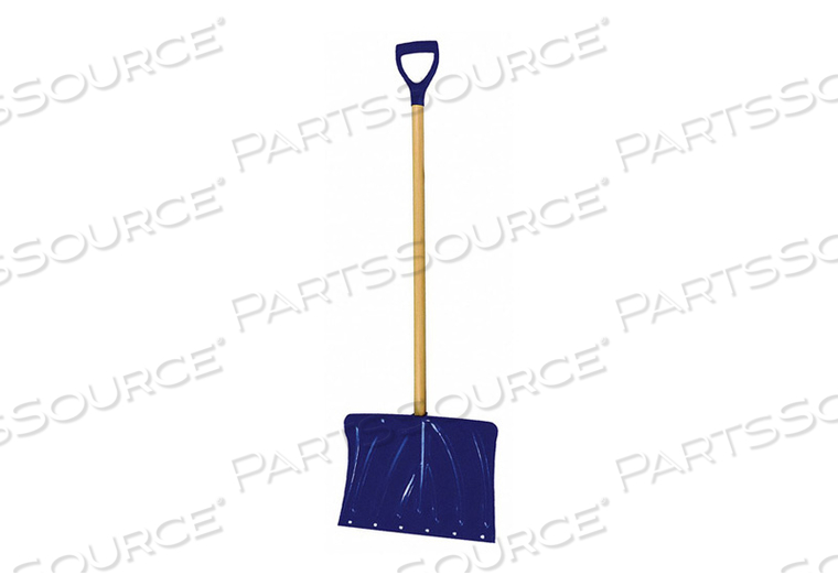 SNOW SHOVEL, BLADE MATERIAL PLASTIC, STEEL, BLADE WIDTH 18 IN, BLADE HEIGHT 13 1/2 IN, HANDLE LENGTH 37 IN, HANDLE MATERIAL WOOD, D GRIP, WE by Westward