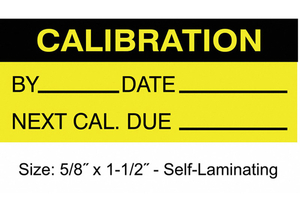 CALIBRATION LABEL ENG BLACK/YELLOW PK350 by Strance, Inc.