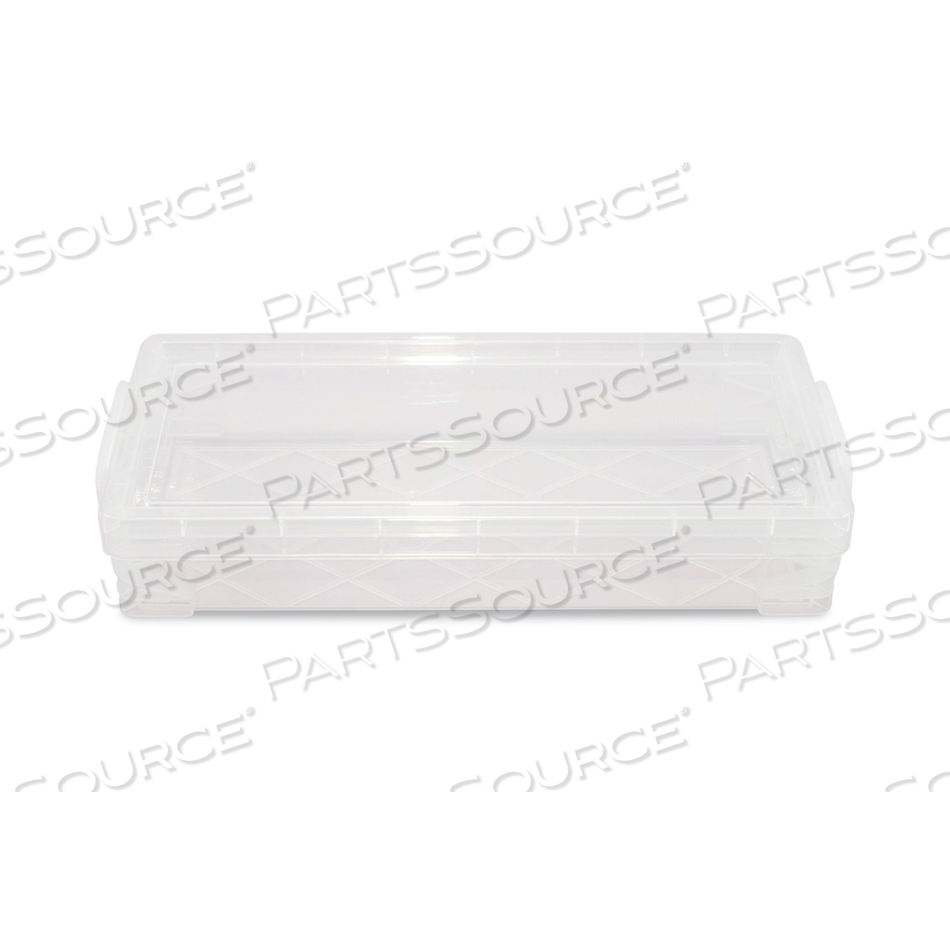 SUPER STACKER PENCIL BOX, PLASTIC, 8.25 X 3.75 X 1.5, CLEAR by Advantus SUPER STACKER PENCIL BOX, PLASTIC, 8.25 X 3.75 X 1.5, CLEAR by Advantus