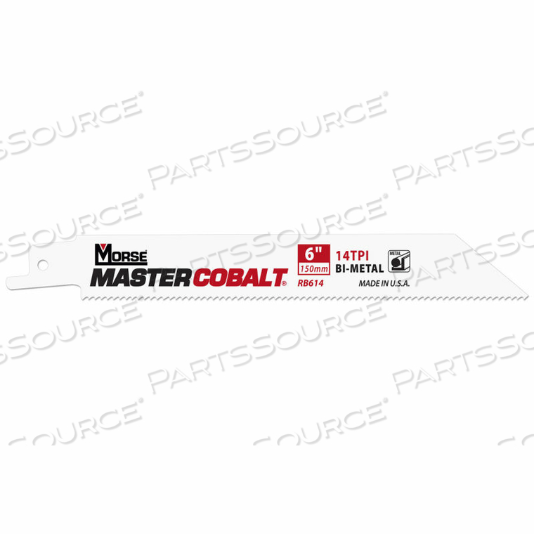 MASTER COBALT METAL RECIPROCATING SAW BLADES 6"L X 3/4"W, 14 TPI, 50 PK 