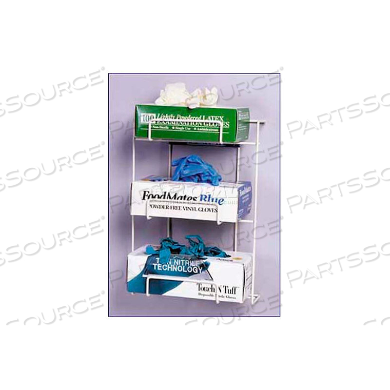 "NO SPILL" 3 BOX TOP DISPENSING EXAM GLOVE RACK, 16-1/2"H X 14"W X 7"D by Horizon Mfg Enterprises, Inc