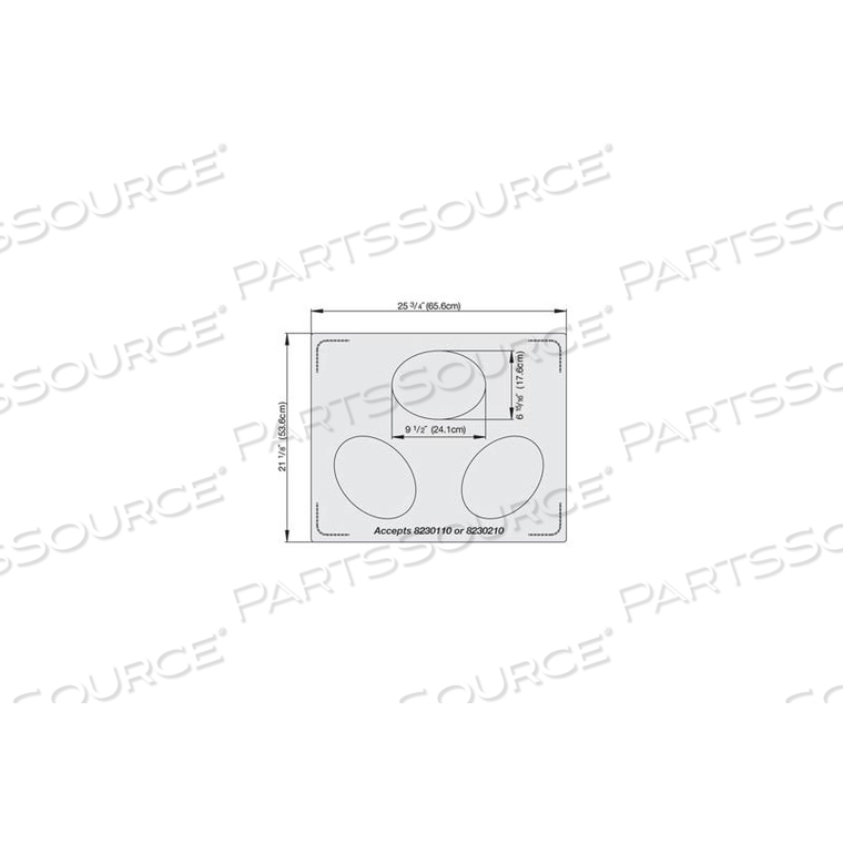 MIRAMAR PLAIN SS DOUBLE WELL TEMPLATE - 3 SMALL OVALS 