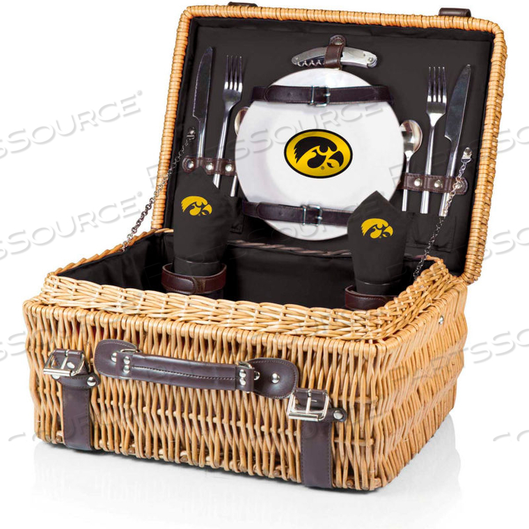 CHAMPION PICNIC BASKET - BLACK (UNIVERSITY OF IOWA HAWKEYES) DIGITAL PRINT 