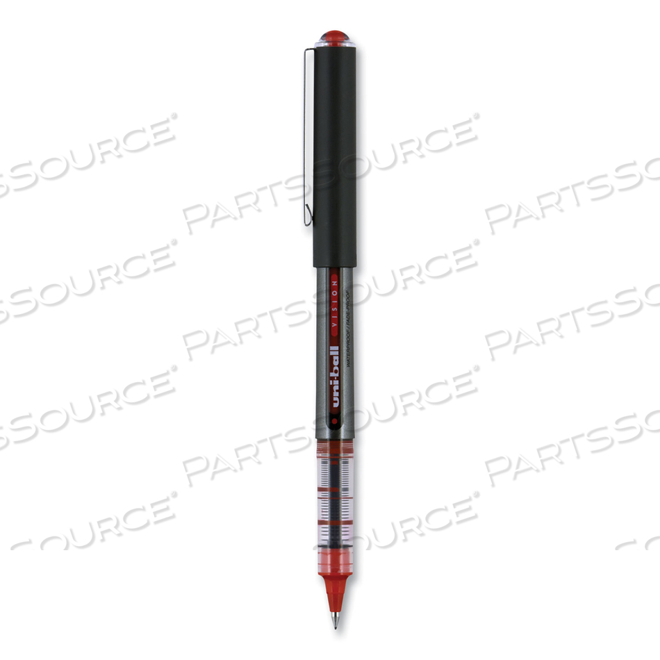VISION ROLLER BALL PEN, STICK, MICRO 0.5 MM, RED INK, GRAY/RED BARREL by Uni-Ball