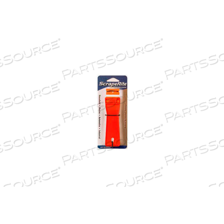 SCRAPERITE BIG GRIPPER HANDLE WITH 2 GENERAL PURPOSE BLADES, RED/ORANGE, 3-1/2" 