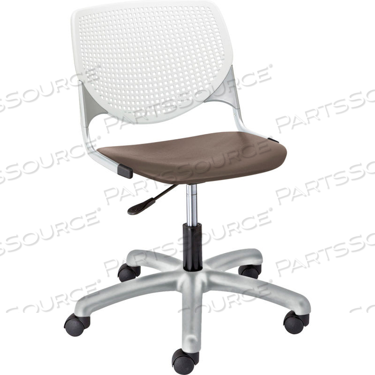 POLY TASK CHAIR WITH CASTERS AND PERFORATED BACK - WHITE/BROWNSTONE 