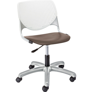 POLY TASK CHAIR WITH CASTERS AND PERFORATED BACK - WHITE/BROWNSTONE by KFI