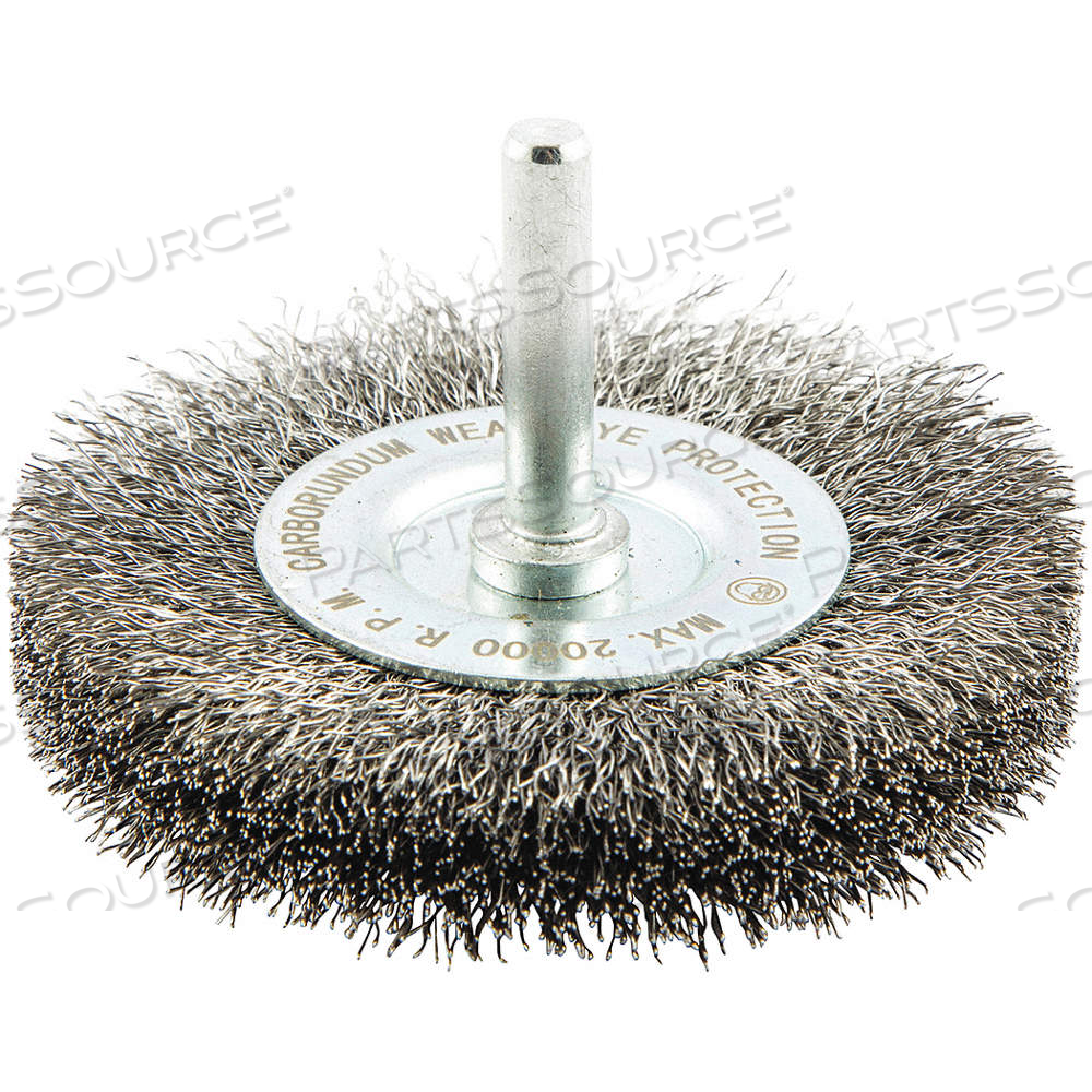 WIRE WHEEL BRUSH, CRIMPED STEEL, 3 IN DIA X 5/8 IN WD, 1/4 IN SHANK, 0.008 IN FILL by Approved Vendor WIRE WHEEL BRUSH, CRIMPED STEEL, 3 IN DIA X 5/8 IN WD, 1/4 IN SHANK, 0.008 IN FILL by Approved Vendor