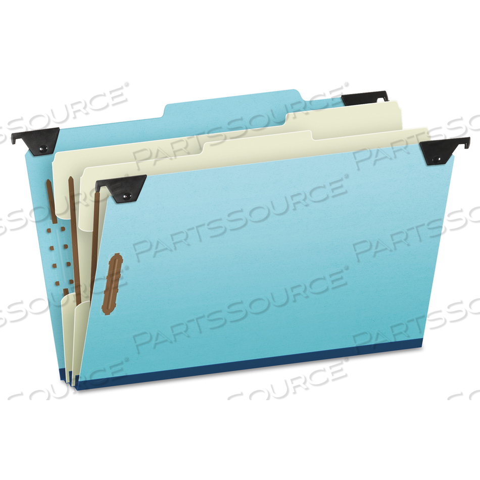 HANGING CLASSIFICATION FOLDERS WITH DIVIDERS, LEGAL SIZE, 2 DIVIDERS, 2/5-CUT EXTERIOR TABS, BLUE 