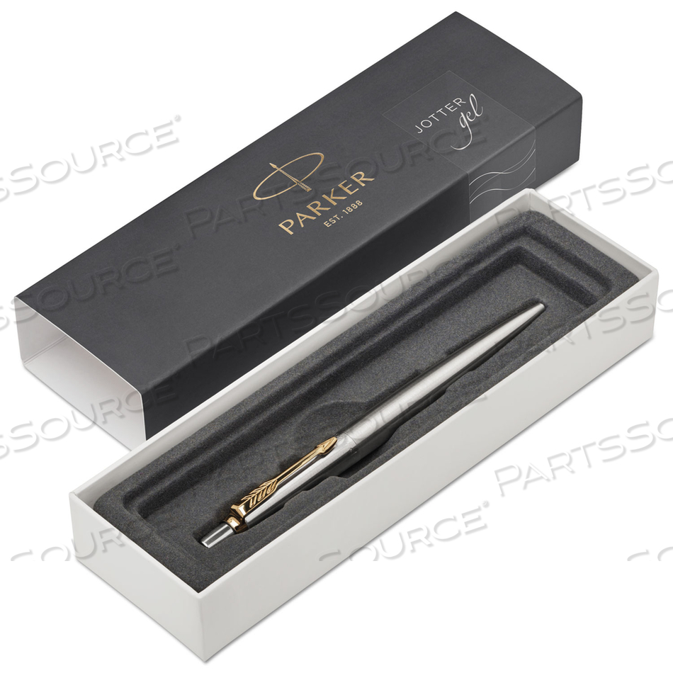 JOTTER GEL PEN, RETRACTABLE, MEDIUM 0.7 MM, BLACK INK, STAINLESS STEEL BARREL 