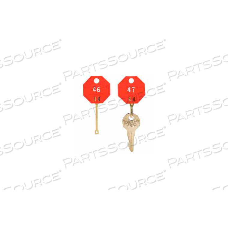 SELF-LOCKING OCTAGONAL KEY TAGS - TAGS 101-120 RED 