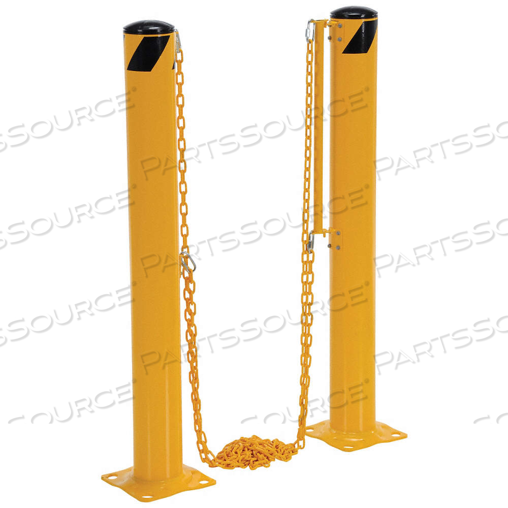 DOCK CHAIN BARRIER BOLLARD, BOLT-ON, 42 IN INSTALL HT, 4 1/2 IN DIA, CARBON STEEL, YELLOW by Approved Vendor DOCK CHAIN BARRIER BOLLARD, BOLT-ON, 42 IN INSTALL HT, 4 1/2 IN DIA, CARBON STEEL, YELLOW by Approved Vendor