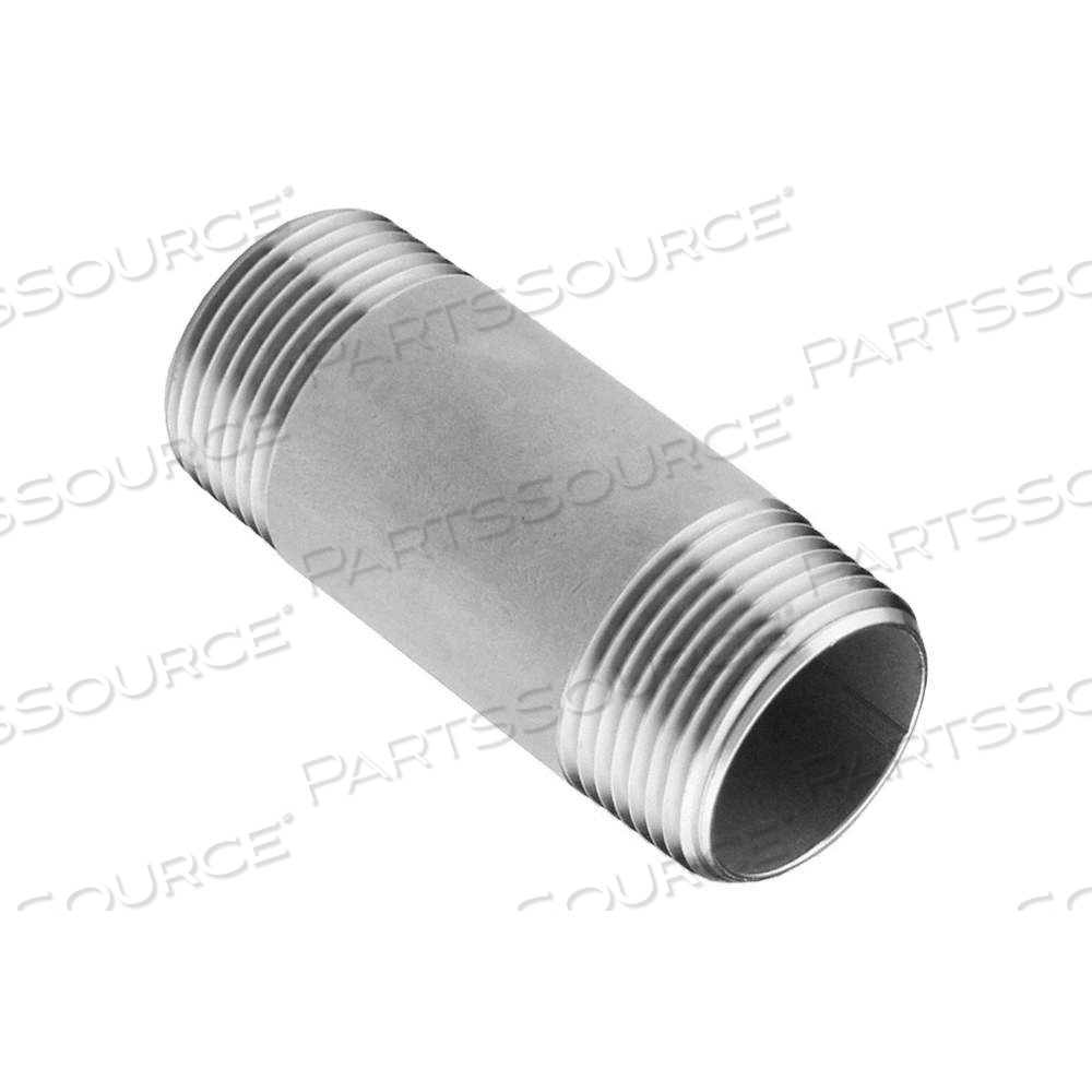 NIPPLE, 304 STAINLESS STEEL, 3/8 IN NOMINAL PIPE SIZE, 1 1/2 IN OVERALL LG, THREADED ON BOTH ENDS by Approved Vendor