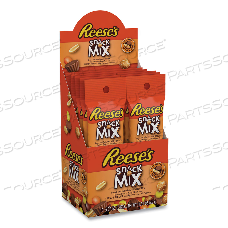 SNACK MIX, MILK CHOCOLATE PEANUT BUTTER, 2 OZ TUBE, 10 TUBES/BOX 