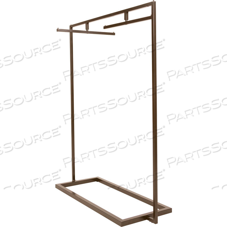LINEA 54 IN. W X 66 IN. H STATUARY BRONZE GARMENT RACK WITH 2 SWIVEL HANGBARS by Econoco LINEA 54 IN. W X 66 IN. H STATUARY BRONZE GARMENT RACK WITH 2 SWIVEL HANGBARS by Econoco