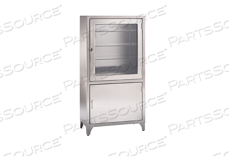 KAY CABINET 30"W X 58"H X 16"D W/(1) GLASS UPPER DOOR W/(1) SOLID LOWER DOOR W/(2) S/S SHELVES by Blickman KAY CABINET 30"W X 58"H X 16"D W/(1) GLASS UPPER DOOR W/(1) SOLID LOWER DOOR W/(2) S/S SHELVES by Blickman